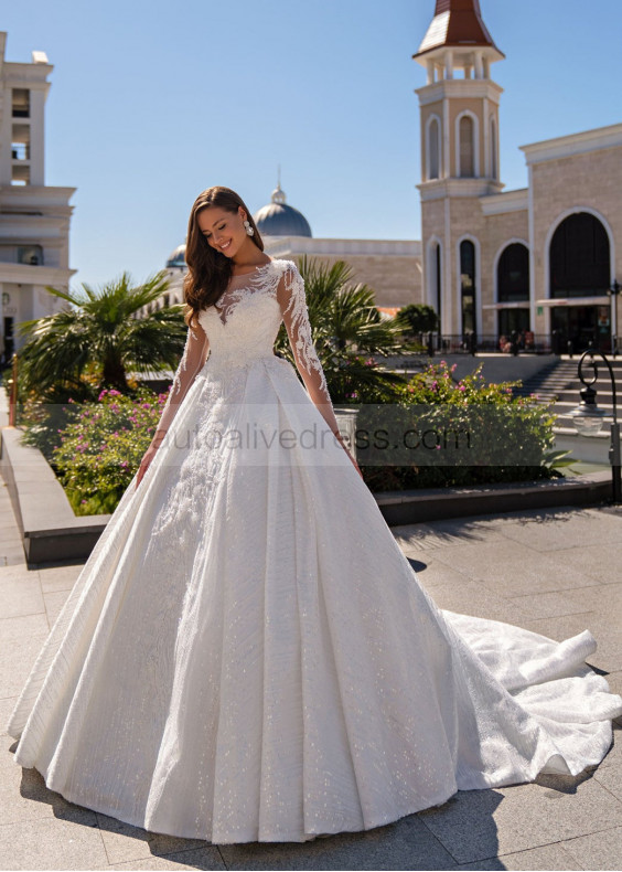 Luxury Beaded White Lace Vintage Wedding Dress